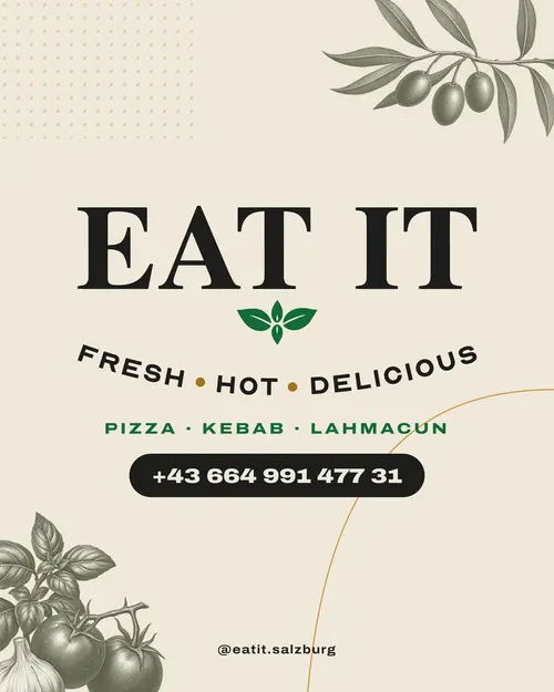 EAT IT – Fresh · Hot · Delicious. Pizza · Kebab · Lahmacun