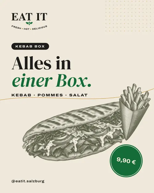 Kebab Box: Kebab, Pommes, Salat – 9,90 €