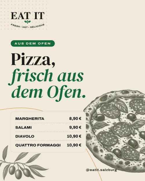 Pizza, frisch aus dem Ofen